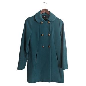 Teal H&M double breasted swing coat